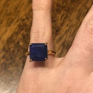 Size 6 lapis princess cut solitaire ring